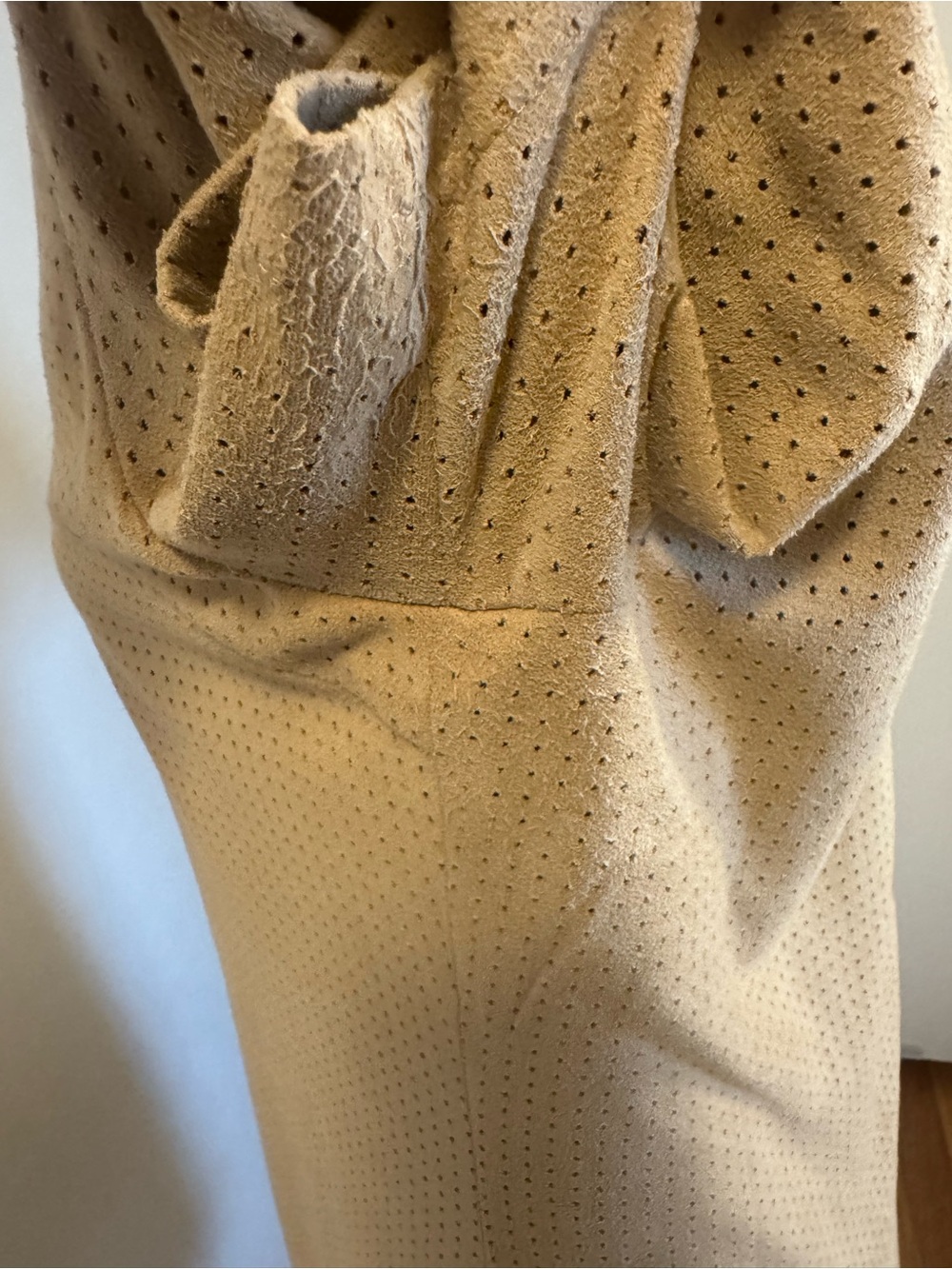 Ethereal Short-Sleeve Sueded Dress in Tan - Picture 3 of 6